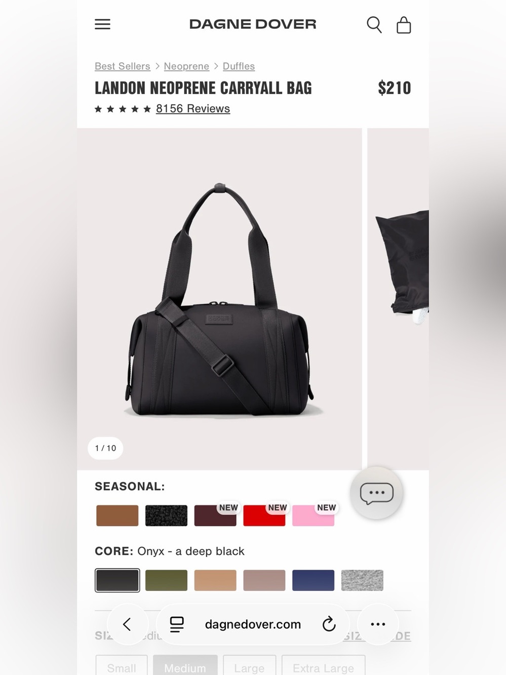 DAGNE DOVER Onyx Black Duffel Bag - DUST BAG INCLUDED
